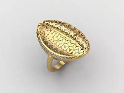 Women Ring With Stone Diamond Ready STL 3DM Models Womens Rings 3D print model 14