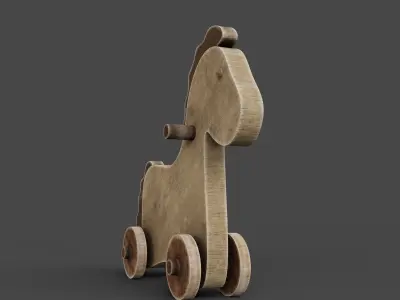 Rocking Wooden Horse Old Vintage Toy Low-poly 3D model