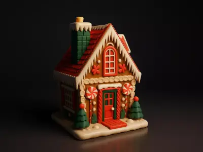 Cute Gingerbread House Christmas Gingerbread Cottage 3D print model