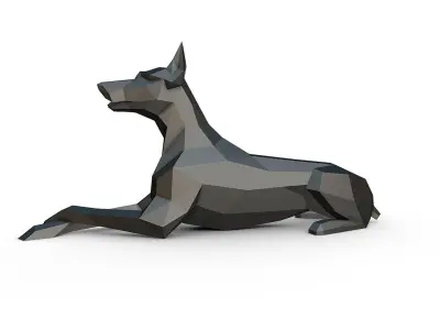 doberman lying down  3D print model