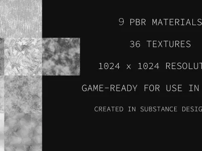 9 Seamless UE4 PBR Materials - Unreal Engine Forest Pack Texture
