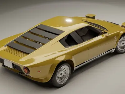 80s-70s mid-engine supercar  Low-poly 3D model