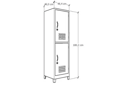 METAL CABINET-SINGLE LONG-TWO COVER-RED AND WHITE Low-poly 3D model