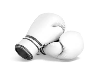 White Leather Boxing Gloves - sparring kickboxing equipment 3D model