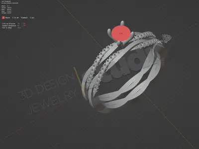 Brilliant diamond double ring  3D print model