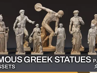 Famous Greek Statues Pack Low-poly 3D model