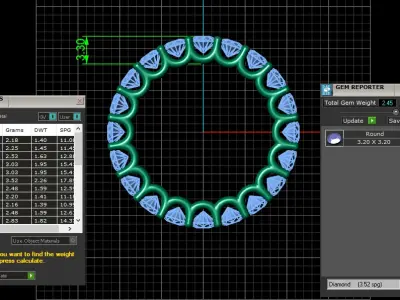 U Shaped Eternity Ring 3 point 2 mm stone size swiss 11 and EU51 3D print model