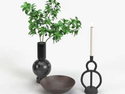 Vera Smoke Glass Bubble Vase With Other PBR 3D model