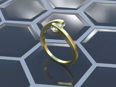 Ring with 2 gems 3D print model