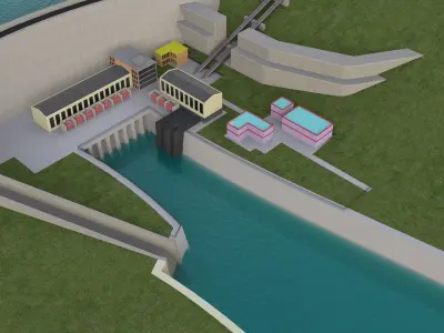 Hydel power plant 3D model