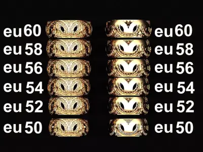 Luxury Braided Gold Wedding Ring Set His Hers EU 50-60 Free 3D print model