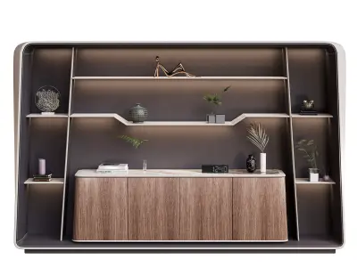 Office luxury bookcase cabinet H09 Low-poly 3D model