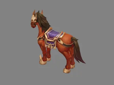 Cartoon horse mount Low-poly 3D model