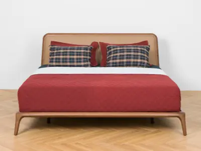 Double bed Vidor Double Bed genuine leather Genuine Cappuccino Low-poly 3D model