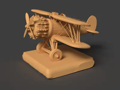  Chinese wooden airplane figure    Low-poly 3D model