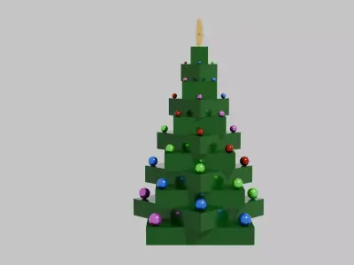 Rotated Wood Christmas Tree Low-poly 3D model