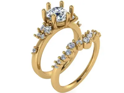 Round Diamond Ring With Band 2521 3D print model