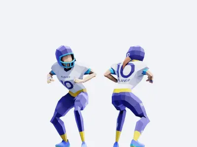 American Football Players - Animated and Rigged Low-poly 3D model
