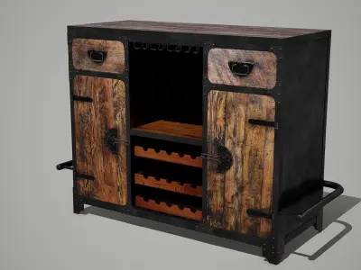 Bar Counter Free low-poly 3D model