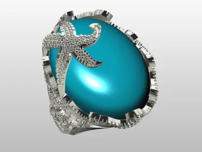  Turquoise Starfish ring 3D print model