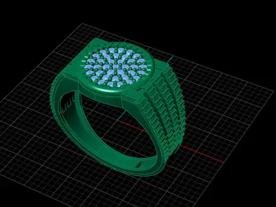 Print Ready STL 3DM  Gents Rings Diamond Men Ring  3D print model 193