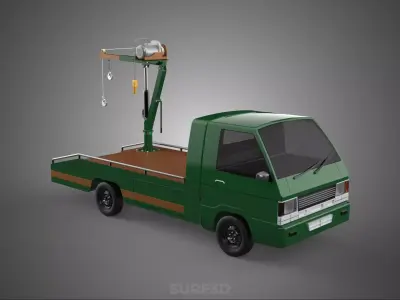 ARMY MILITARY WAR PICKUP TOW TRUCK CRANE WRECKER HOIST WINCH CAR 3D model