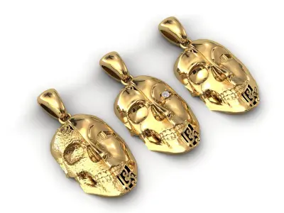 3 Version Bluffmen Pendant Jewelry Model Skull STL Bluff Ring 3D print model