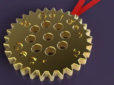 Golden gear medal  Free 3D model