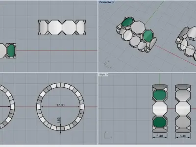 Bee Honeycomb ring 254 3D print model