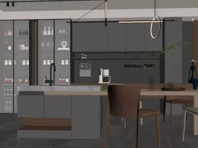 Modern Light Luxury Kitchen 3D model