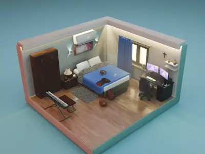 Cozy Restroom 3D model