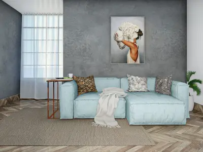 Interior living scene Low-poly 3D model