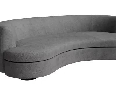 Curved Gray Fabric Sennon Sofa 3D model