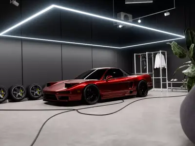 Highpoly Honda NSX Custom Design - Japanese Garage Scene  3D model