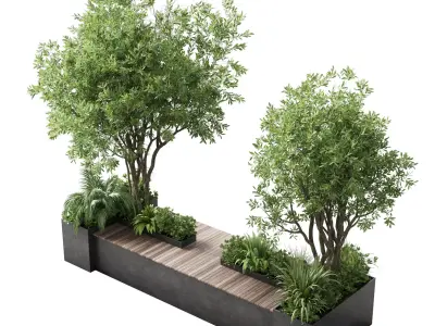 Urban Environment Urban Furniture Green Benches 35 Low-poly 3D model
