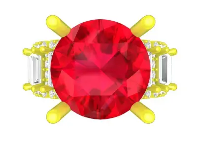 A7355 Luxury HongKong Diamond Baguette Engagement Ring 3D Model 3D print model