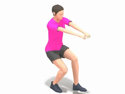 pistol squats Exercise Woman Animation Low-poly 3D model