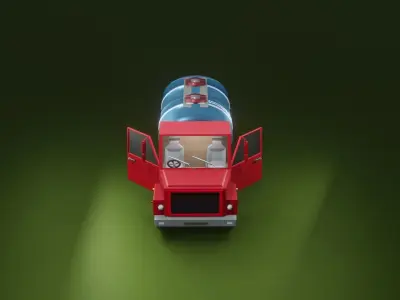 Oil tanker truck Low-poly 3D model