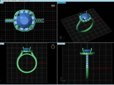 Vision of Twilight The Round Tanzanite Halo Diamond Ring 3D print model