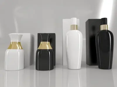4 Luxury Bottle and Box - Pack 03 - 3D model