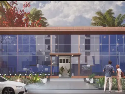 Glass Building Office  Restaurant  WarehouseDetail Interior Low-poly 3D model