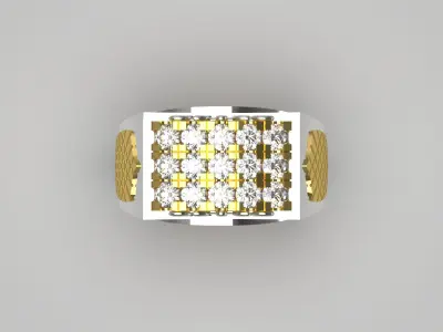 Two-tone goldMan ring with diamond model mr0079 3D print model
