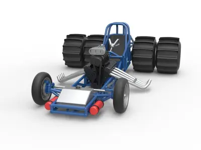 Vintage Funny Car Base for Sand drag racing Scale 1 to 25 3D print model