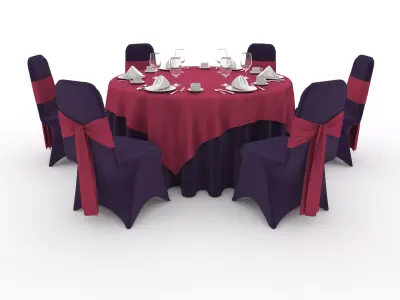 Banquet Table and Chair 58 3D model