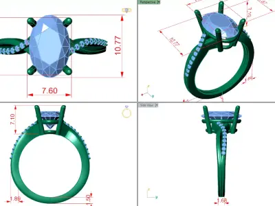 oval criss cross shank solitaire  3D print model