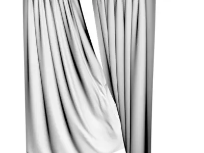 Gold colored window curtains 3D model