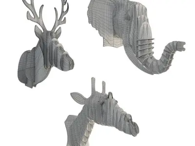 Cardboard Animals Sculpture 3D model