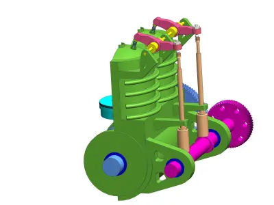 Two Cylinder Engine 3D model