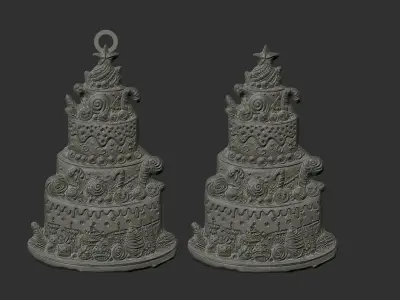 christmas tree cake decor  3D print model