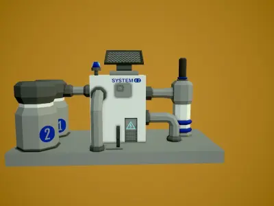 Factory on mars Low-poly 3D model